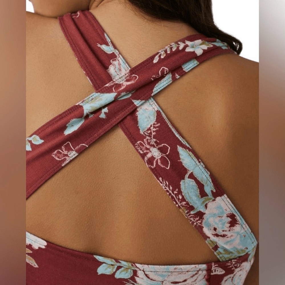 NWOT Free People Ginger Snap Floral Tank Top Brown Cinnamon Combo Size Small